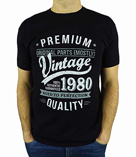 My Generation Gifts Vintage Year - Aged to Perfection - 40 Cumpleaños Años - Regalo de Cumpleaños Camiseta para Hombre - Negro 2XL