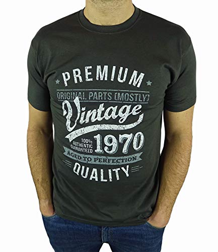 My Generation Gifts Vintage Year - Aged to Perfection - 50 Cumpleaños Años - Regalo de Cumpleaños Camiseta para Hombre - Gris De Carbón XL