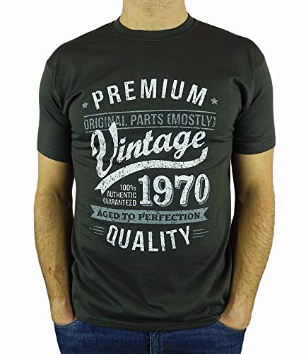 My Generation Gifts Vintage Year - Aged to Perfection - 50 Cumpleaños Años - Regalo de Cumpleaños Camiseta para Hombre - Gris De Carbón XL