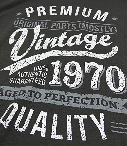 My Generation Gifts Vintage Year - Aged to Perfection - 50 Cumpleaños Años - Regalo de Cumpleaños Camiseta para Hombre - Gris De Carbón XL