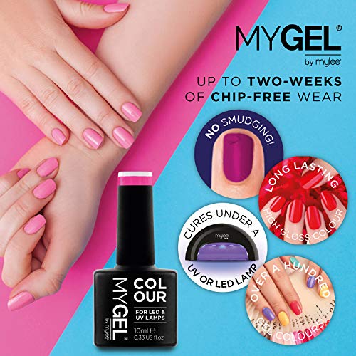 MyGel by Mylee - Esmalte de uñas en gel de 4 x 10 ml, colores + capa superior y base, UV/LED, manicura y pedicura para uso profesional, salón y hogar, de larga duración y fácil de aplicar