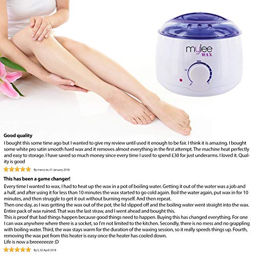 Mylee Calentador de Cera Rápido y Profesional para Tipos de Cera (Dura, Suave, Parafina) Controlado Termostáticamente, con Temperatura Ajustable