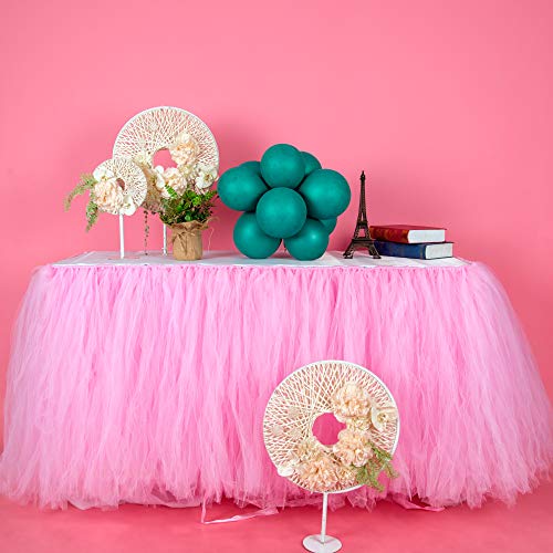 MYMM Falda de Mesa, Gasa de Escritorio romántica de Tul, decoración de Mesa, Mantel de Copo de Nieve del país de Las Maravillas, para Baby Shower, Boda, cumpleaños, día de San Valentín Navidad (3FT)