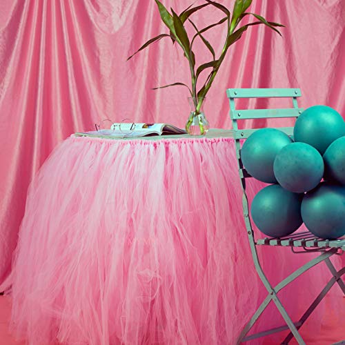 MYMM Falda de Mesa, Gasa de Escritorio romántica de Tul, decoración de Mesa, Mantel de Copo de Nieve del país de Las Maravillas, para Baby Shower, Boda, cumpleaños, día de San Valentín Navidad (3FT)