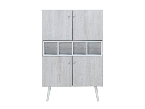 Myoshome - Zapatero Decorativo en Roble Polar y Blanco 80 x 120 x 24 cm Zeus