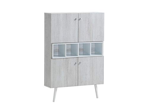 Myoshome - Zapatero Decorativo en Roble Polar y Blanco 80 x 120 x 24 cm Zeus