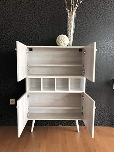 Myoshome - Zapatero Decorativo en Roble Polar y Blanco 80 x 120 x 24 cm Zeus