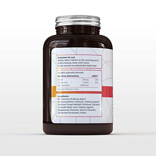 MyOva Myo-plus - Suplemento natural para síndrome de ovario poliquístico (SOP) - 4000 mg mioinositol, 200 µg folato, 100 µg cromo - 120 cápsulas