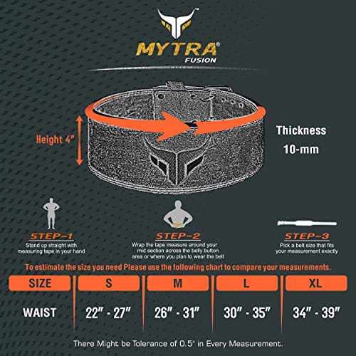 Mytra Fusion Power Weight Lifting Belt L4 Weight Training Leather Belt Power Belts for Squats Workout (Black, Medium)