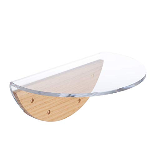 MYZOO Lack Round Clear, Wall Mounted Cat Shelves, Floating Cat Tree, Window Perch, Made of Solid Wood (One Piece)