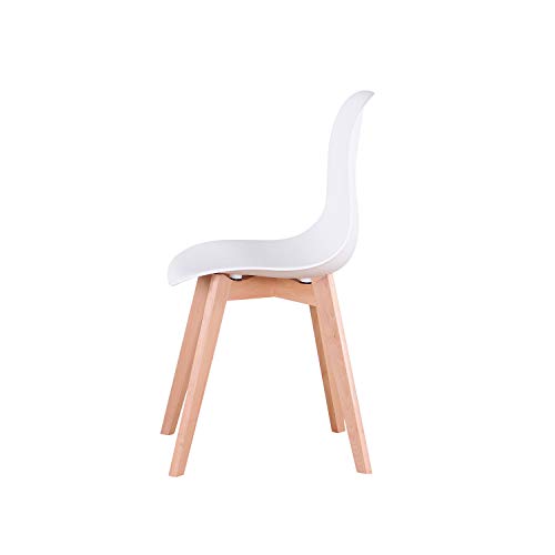 N / A ACK de 4 sillas Comedor, sillas de diseño nórdico con Patas en Madera Maciza, sillas para Sala de Estar, Cocina, Oficina (Blanco)