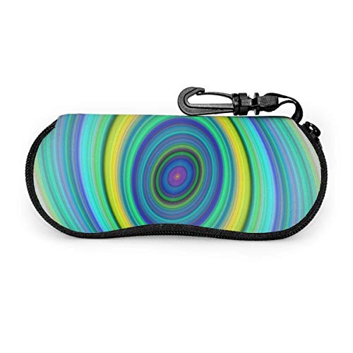 N / A Arte Fractal Digital Elíptico Colorido Gafas Duro Caso Con Cremallera Funda Portátil Caja Para Gafas De Sol Funda De Gafas Con Mosquetón Para Hombres Mujeres