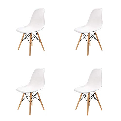 N / A Conjunto de 4 Sillas de Comedor, Diseño Ergonómico, Diseño Estilo nórdico Patas de Madera de Haya Natural para Sillas de Comedor Silla de Oficina Silla de salón (Blanco)