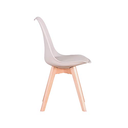 N / A Conjunto de 4 sillas, Silla de Comedor, Silla de tulipán de Estilo nórdico, Adecuada para Sala de Estar, Comedor (Caqui)