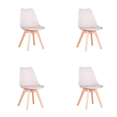 N / A Conjunto de 4 sillas, Silla de Comedor, Silla de tulipán de Estilo nórdico, Adecuada para Sala de Estar, Comedor (Caqui)