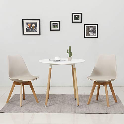 N / A Conjunto de 4 sillas, Silla de Comedor, Silla de tulipán de Estilo nórdico, Adecuada para Sala de Estar, Comedor (Caqui)