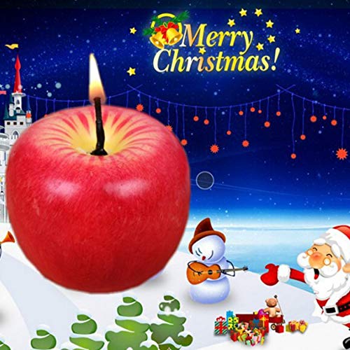 N / A Navidad bonito diseño de manzana roja con forma de fruta perfumada decoración del hogar vela cumpleaños vela lámpara Navidad decoración