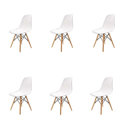N / A Pack 4/6 sillas, sillas de Comedor Silla de Oficina Silla de salón， Silla diseño nórdico Estilo (Blanco-6)