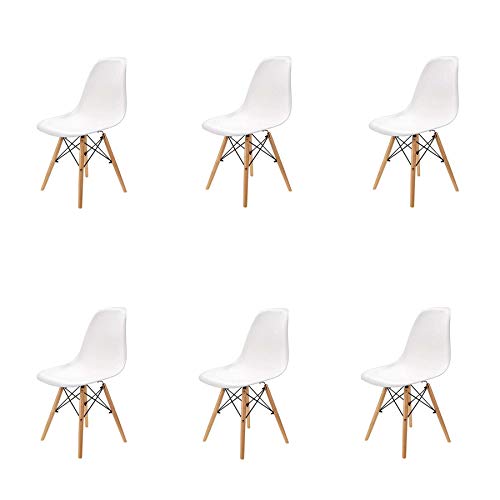 N / A Pack 4/6 sillas, sillas de Comedor Silla de Oficina Silla de salón， Silla diseño nórdico Estilo (Blanco-6)