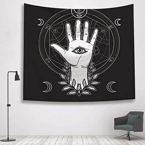 N / A Tapicería psicodélica en Blanco y Negro brujería Tapiz para Colgar en la Pared Luna Sol Estrella Imprimir Tarot Manta Tirar Manta decoración del hogar Tapiz Tapiz A17 150x200cm