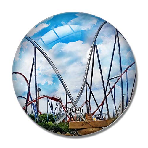 "N/A" España Imán España Port Aventura Park Salou Imán de Nevera 3D Artesanía Recuerdo Cristal Refrigerador Imanes Colección Regalo de Viaje