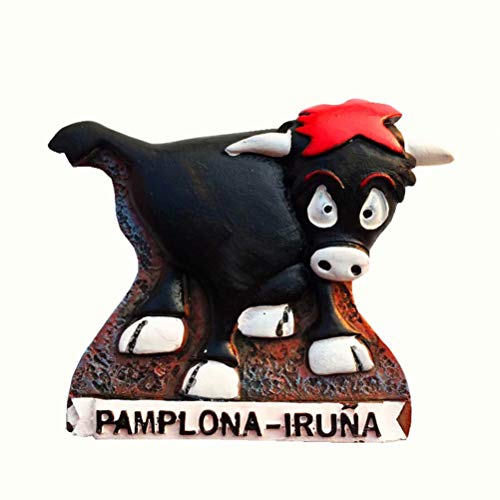 "N/A" Pamplona Running Bull Festival La Capital Provincial de Navarra en el Norte de España Imán de Nevera 3D Artesanía Recuerdo Resina Refrigerador Imanes Colección Regalo de Viaje