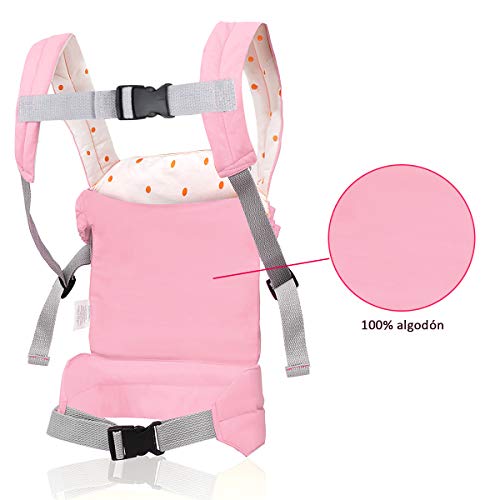 Nabance Portabebés de algodón Bolsa de muñecas multifunción ajustable Portabebés Sling Muñeca conejo rosa transpirable Bebé Bandoleras portabebé