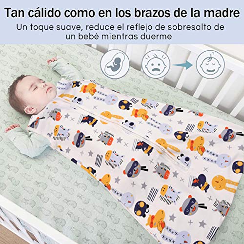 Nabance Saco de Dormir para Bebé 0.5 TOG Saco de Dormir de Algodón Unisex para Patrón animal 3-18 meses