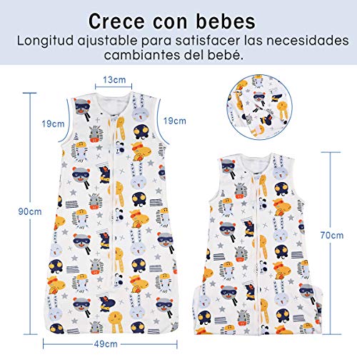 Nabance Saco de Dormir para Bebé 0.5 TOG Saco de Dormir de Algodón Unisex para Patrón animal 3-18 meses