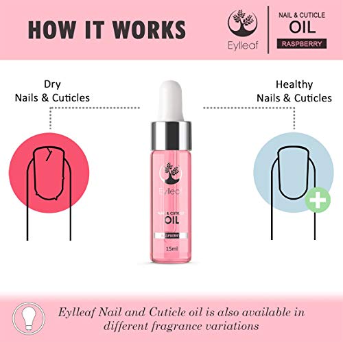 Nail and Cuticle Oil by Eylleaf - Aceite para uñas y cutículas, Vitamina E de aceite de almendras dulces para uñas naturales saludables 15 ml (Frambuesa)
