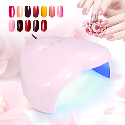 Nail Lamp Filfeel 18W en forma de corazón LED UV Nail Dryer Nail Art Nail Art Tools para todos los geles(Rosa)