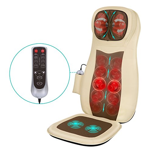 Naipo Cojín de Masaje Respaldo Masajeador Espalda Shiatsu Eléctrico Masaje Espalda Asiento de Cuello, Espalda y Caderas, Calor Infrarrojos, Intensidad Regulable en Casa, Oficina o Coche