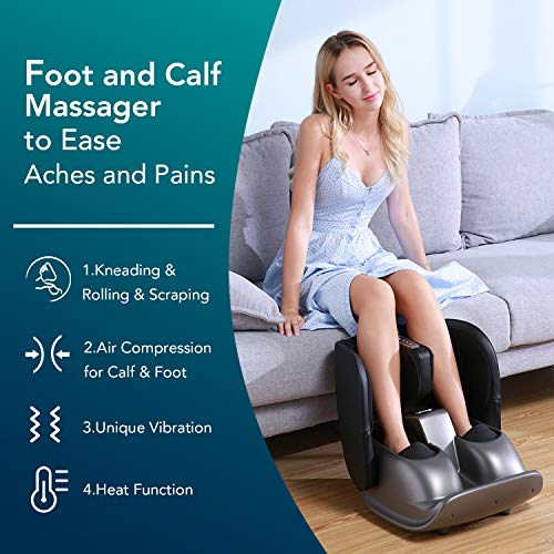 Naipo Masajeador de Pies Plegable Masaje a Presión de Aire de Piernas, Masajeador de Pierna con Calefacción de Amasamiento Shiatsu y Vibración de Talón para Aliviar las Fatigas de Músculos