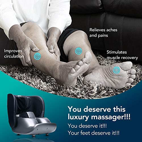 Naipo Masajeador de Pies Plegable Masaje a Presión de Aire de Piernas, Masajeador de Pierna con Calefacción de Amasamiento Shiatsu y Vibración de Talón para Aliviar las Fatigas de Músculos