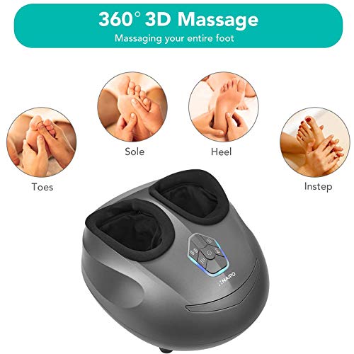 Naipo Masajeador de Pies Shiatsu Masajeador Eléctrico Masaje Calentador de los Pies con Intensidad Ajustable Calor y Rodillos con la Función de Compresión de Aire