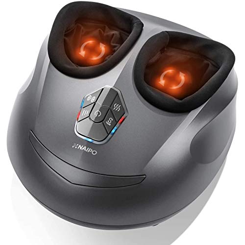 Naipo Masajeador de Pies Shiatsu Masajeador Eléctrico Masaje Calentador de los Pies con Intensidad Ajustable Calor y Rodillos con la Función de Compresión de Aire