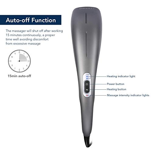 Naipo Masajeador eléctrico de Mano Portátil Percusión Función de infrarrojo y Vibración Ajuste de Velocidad para Relajar los Músculos en el Cuello Hombros Espalda Piernas
