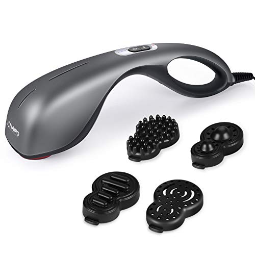 Naipo Masajeador eléctrico de Mano Portátil Percusión Función de infrarrojo y Vibración Ajuste de Velocidad para Relajar los Músculos en el Cuello Hombros Espalda Piernas