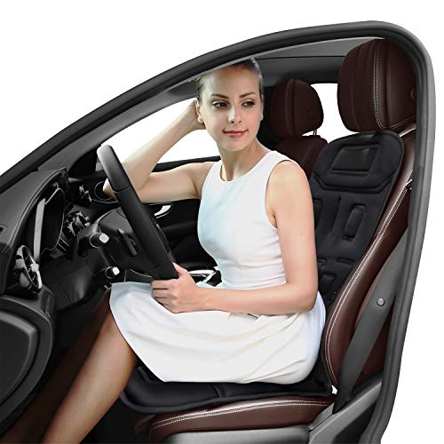 Naipo Respaldo de Masaje Cojín Asiento Masajeador Portátil para Toda la Espalda y Cuello con 8 Motores de Vibración 2 Pads de Calor en Coche Casa Oficina