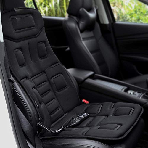 Naipo Respaldo de Masaje Cojín Asiento Masajeador Portátil para Toda la Espalda y Cuello con 8 Motores de Vibración 2 Pads de Calor en Coche Casa Oficina