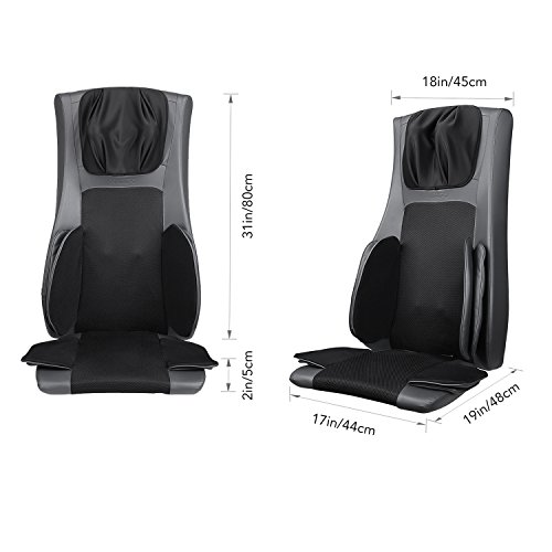 Naipo Respaldo de Masaje Silla Shiatsu Asiento Masajeador Sillon Eléctrico para Cuello y Espalda con Compresión de Aire, Intensidad Regulable, Amasamiento Profundo, Calor Infrarrojos y Vibración