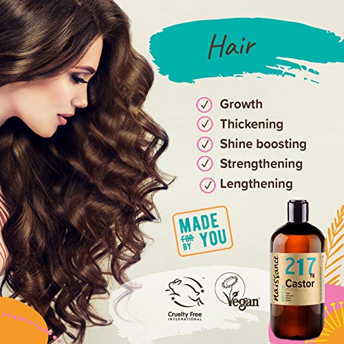 Naissance Aceite de Ricino 500ml - Puro, natural, vegano, sin hexano, no OGM - Hidrata y nutre el cabello, las cejas y las pestañas
