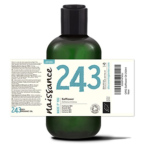 Naissance Aceite Vegetal de Cártamo BIO 250ml - 100% puro, prensado en frío, certificado ecológico, vegano y no OGM