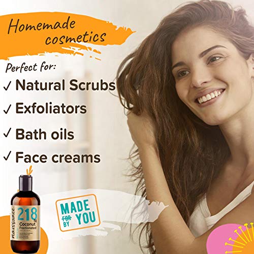 Naissance Aceite Vegetal de Coco Fraccionado n. º 218 – 500ml (2x 250ml) - Puro, natural, vegano, sin hexano, no OGM - Ideal para aromaterapia, masajes y recetas artesanales.