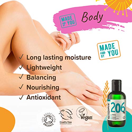 Naissance Aceite Vegetal de Semillas de Cáñamo BIO n. º 206-100ml - 100% puro, prensado en frío, virgen, certificado ecológico, vegano y no OGM