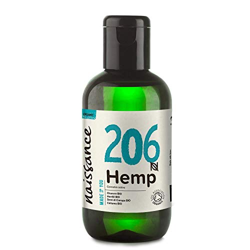Naissance Aceite Vegetal de Semillas de Cáñamo BIO n. º 206-100ml - 100% puro, prensado en frío, virgen, certificado ecológico, vegano y no OGM