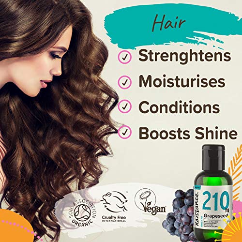 Naissance Aceite Vegetal de Semillas de Uva BIO 60ml - 100% puro, prensado en frío, certificado ecológico, vegano y no OGM