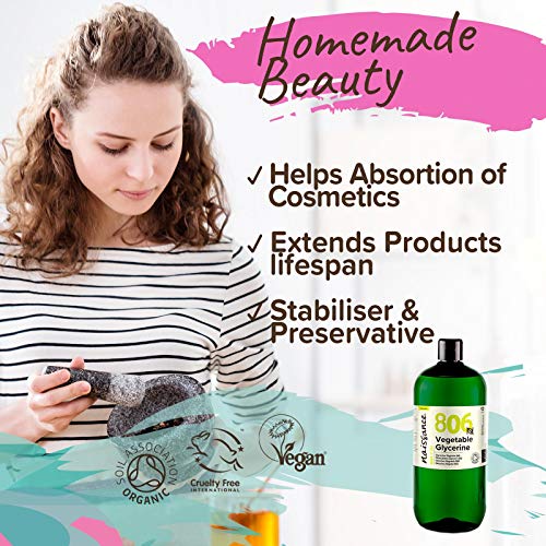 Naissance Glicerina Vegetal BIO n. º 806 – 1 Litro – Vegana, kosher, certificada ecológica y no OGM – Humectante natural ideal para elaborar productos cosméticos para la piel y el cabello.