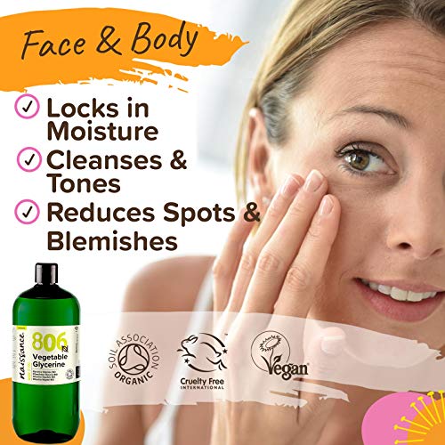 Naissance Glicerina Vegetal BIO n. º 806 – 1 Litro – Vegana, kosher, certificada ecológica y no OGM – Humectante natural ideal para elaborar productos cosméticos para la piel y el cabello.