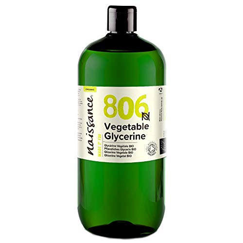 Naissance Glicerina Vegetal BIO n. º 806 – 1 Litro – Vegana, kosher, certificada ecológica y no OGM – Humectante natural ideal para elaborar productos cosméticos para la piel y el cabello.